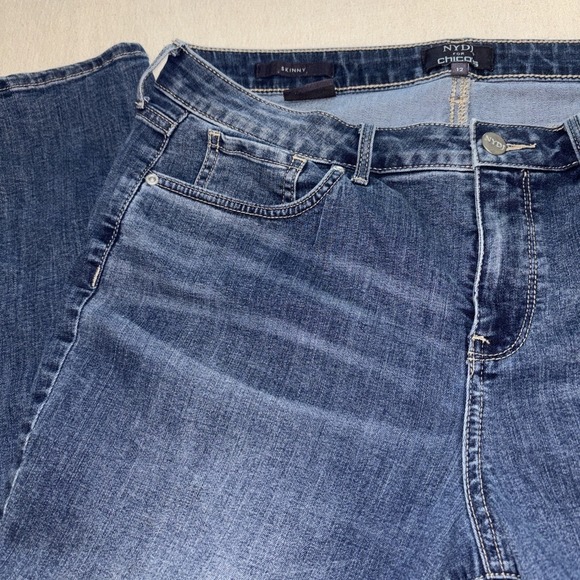 NYDJ for Chico's Lift Tuck Skinny Stretch High Rise Blue Denim Jeans Ankle‎ Sz12 - Picture 2 of 7